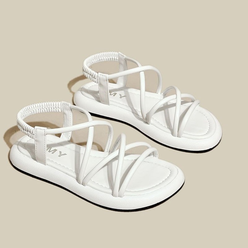 Sandals Women Flat 2024 New New Summer Soft Sole Casual Roman Sandales Femmes Black White Cross Band Women's Shoes Sandalias Mujer 8aa5 's