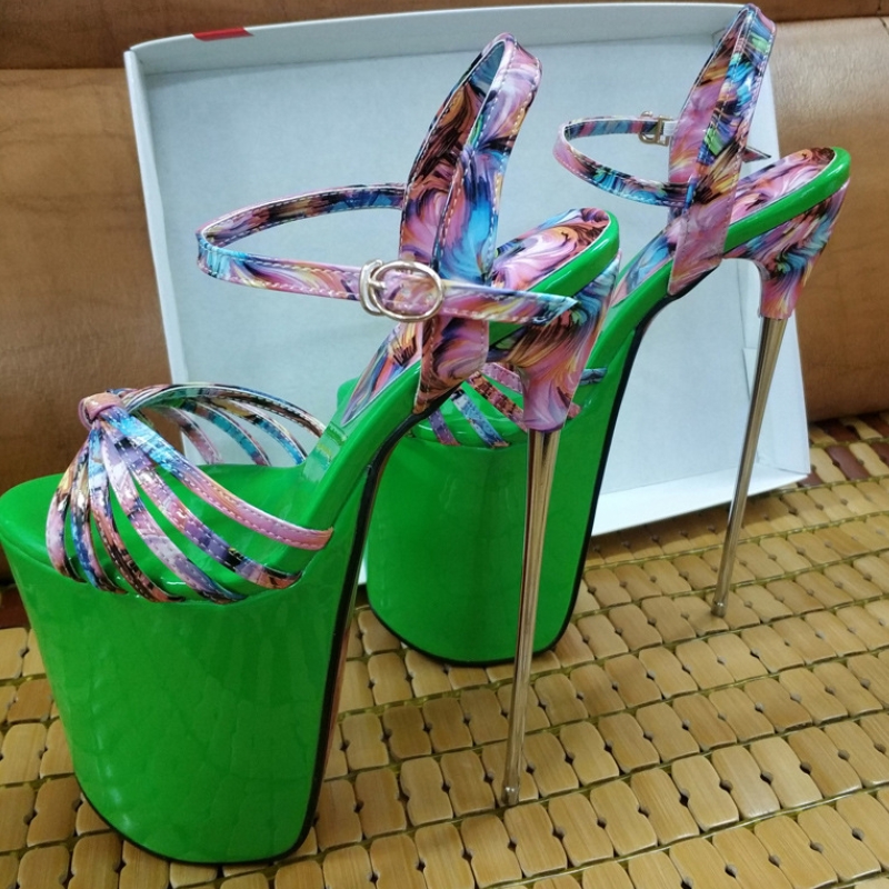 22cm Metal Super High Heels Sandals Women Platform Strap Summer wer High-Heeled Unisex Party Dance Shoes New Large Size 50 ba03 -Heeled