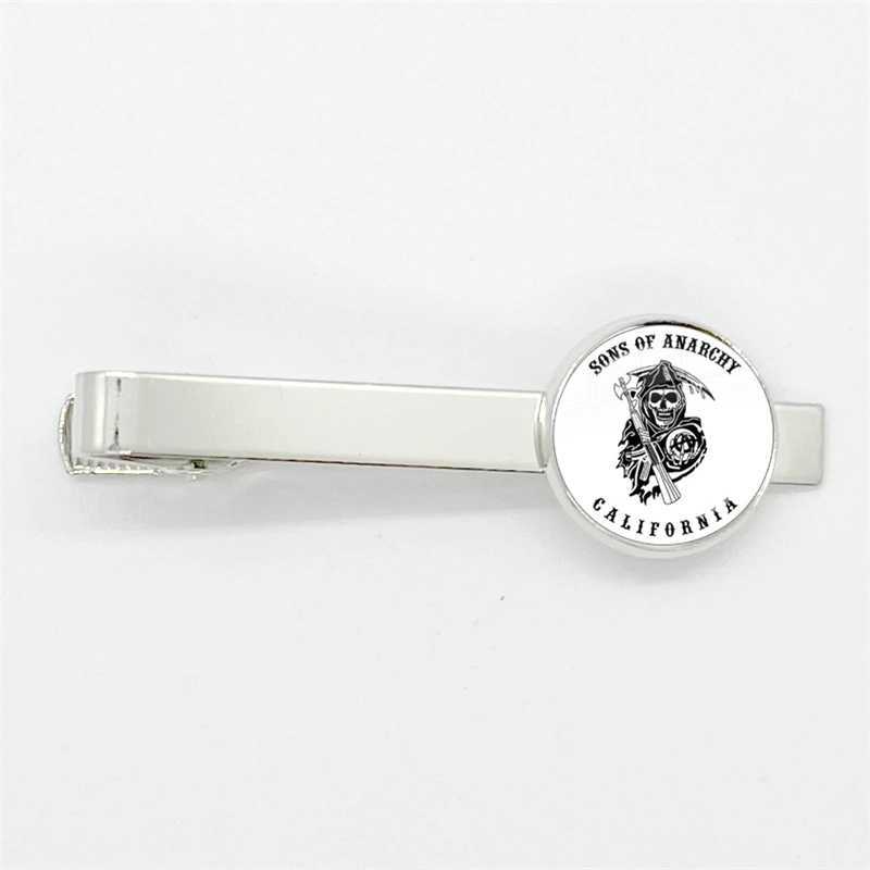 Sons Of Anarchy Tie Clips Freedom Symbol Pendant Keychain Rock Punk Glass Dome Necktie Clip Pin Suit AccessoriesX240914