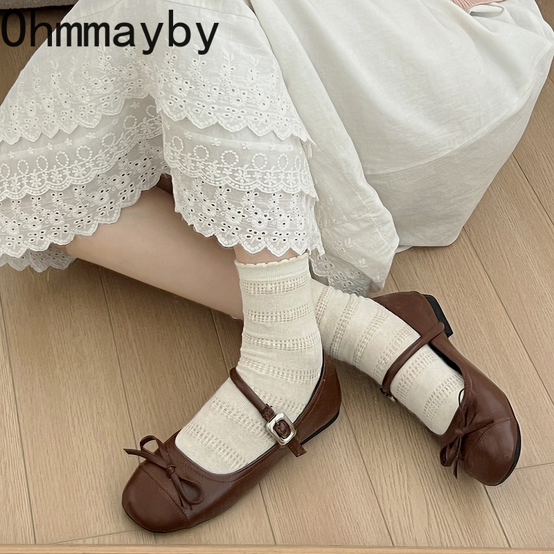 Low Designer Heel Women Mary Jane Shoes Fashion Shallow Butterfly-knot Autumn Ladies Dancing Party New Prom Pumps 7d44