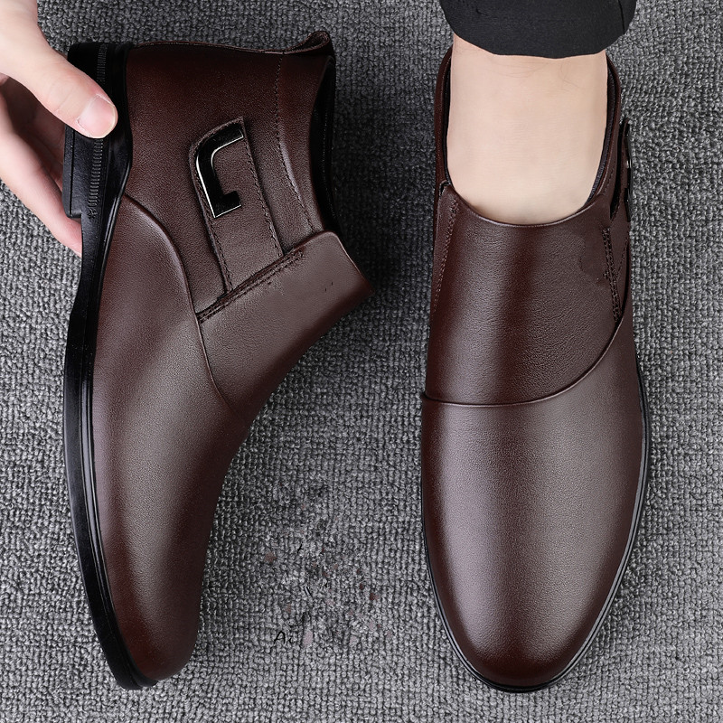 Autumn Fashion Winter Leather British Style High Top Plus Veet Casual Shoes for Men Work Outdoor Large Size 46 Boots 4ce3