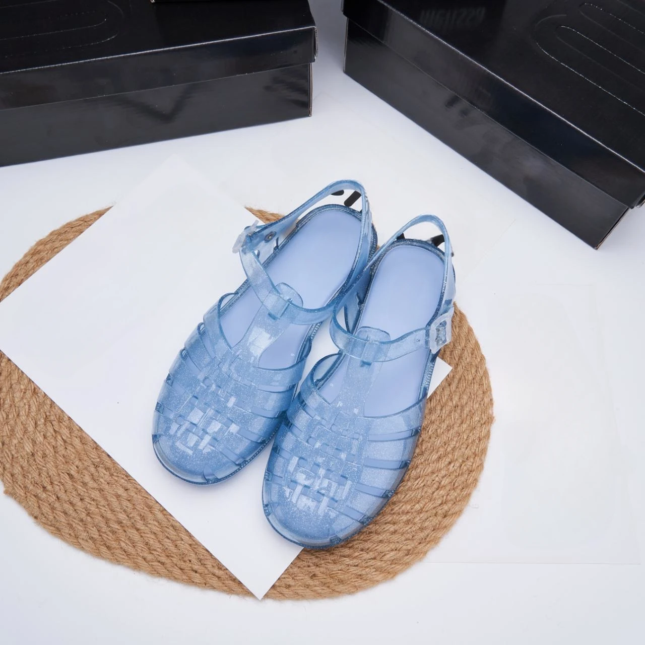 Summer Brand MLSA Women's Jelly Sandals Ladies Soft Sole Non-slip Beach Shoes Adult Girls Roman Flat Shoes with Fragrance
