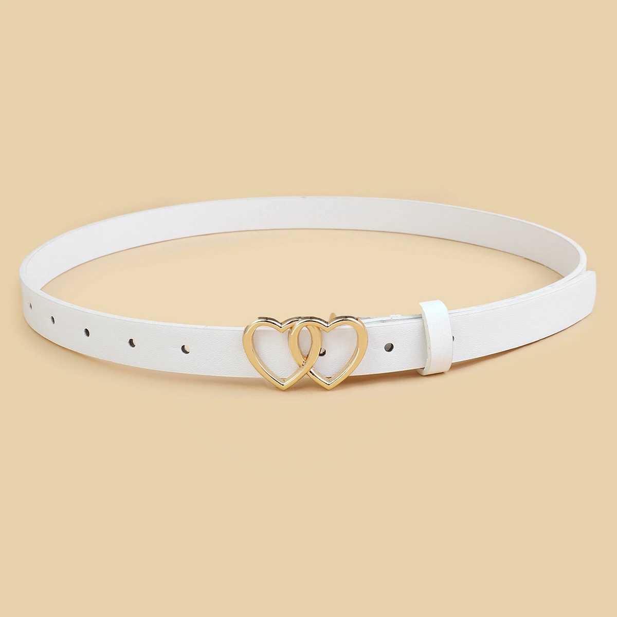 New Double Heart Gold Buckle Fashion Womens Thin Belt Pants Jeans dress Belt Women Designer BeltX240914