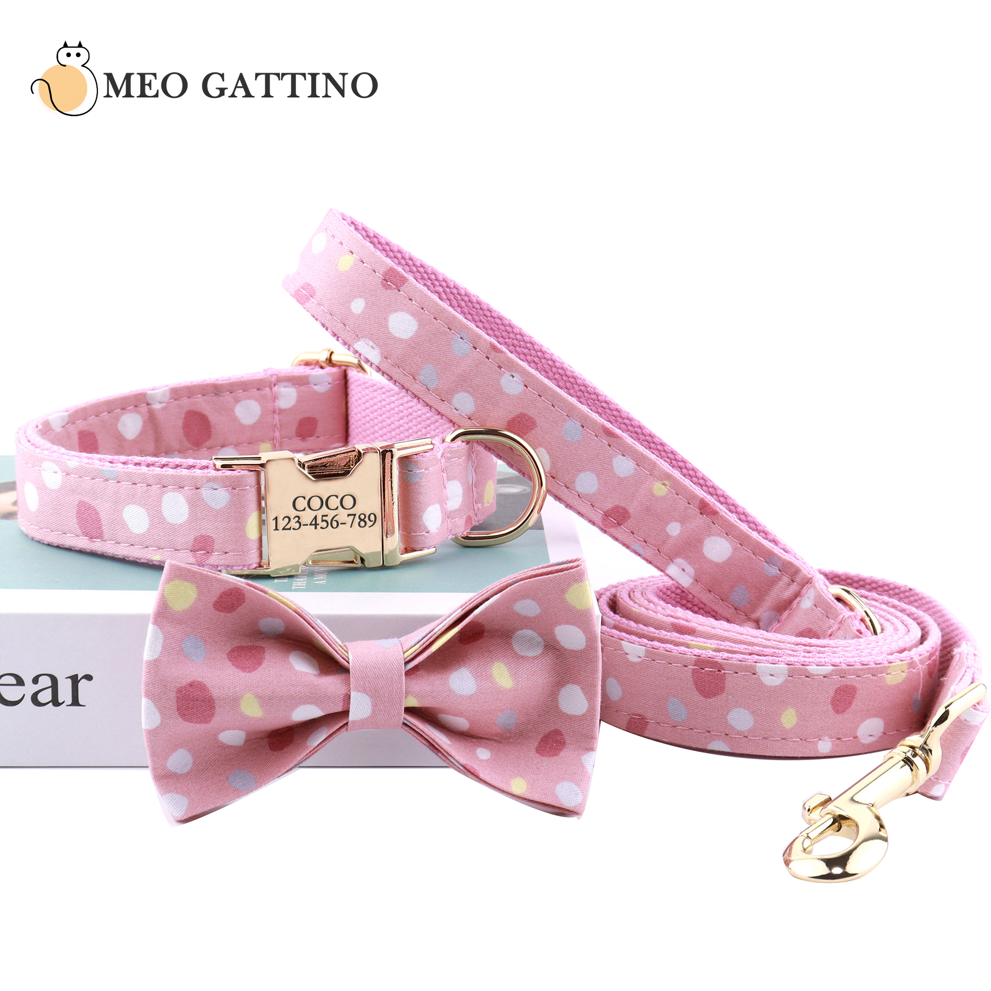 Personalized ral Cute Pink Free Engraved ID Pet Collar Custom Collars Adjustable Dog Accessories