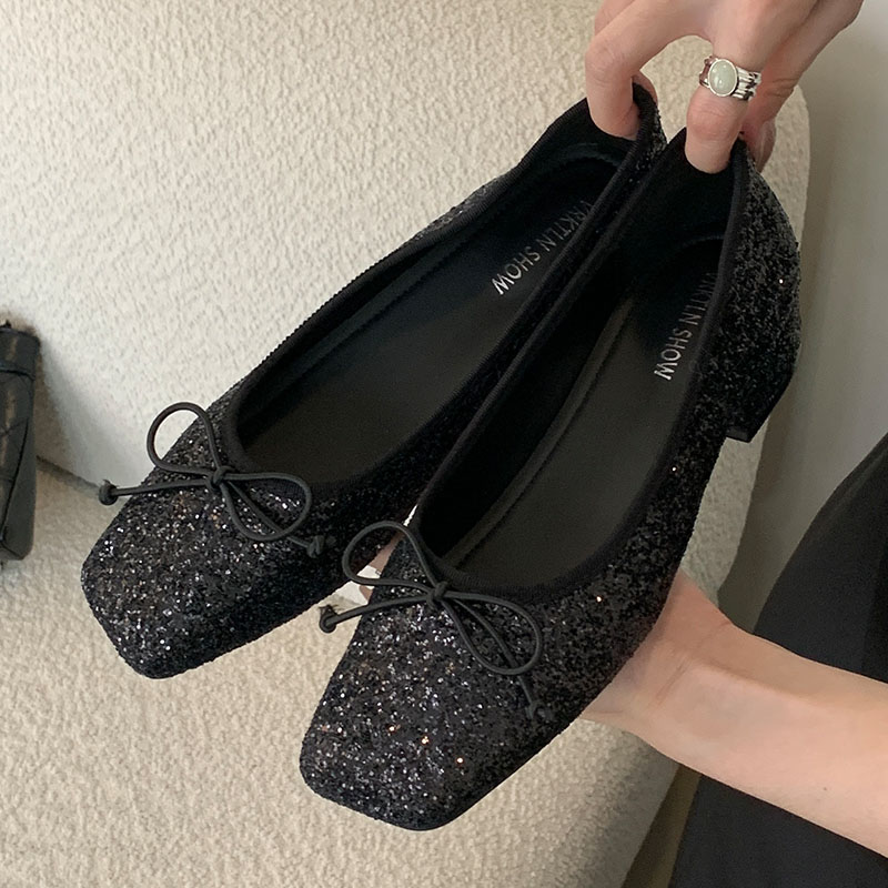 2025 new Fashion Golden Bg Footwear Designer Shallow Women Square Heel Female Slides Butterfly-Knot Ladies Heeled Pumps Shoes ef5e ed