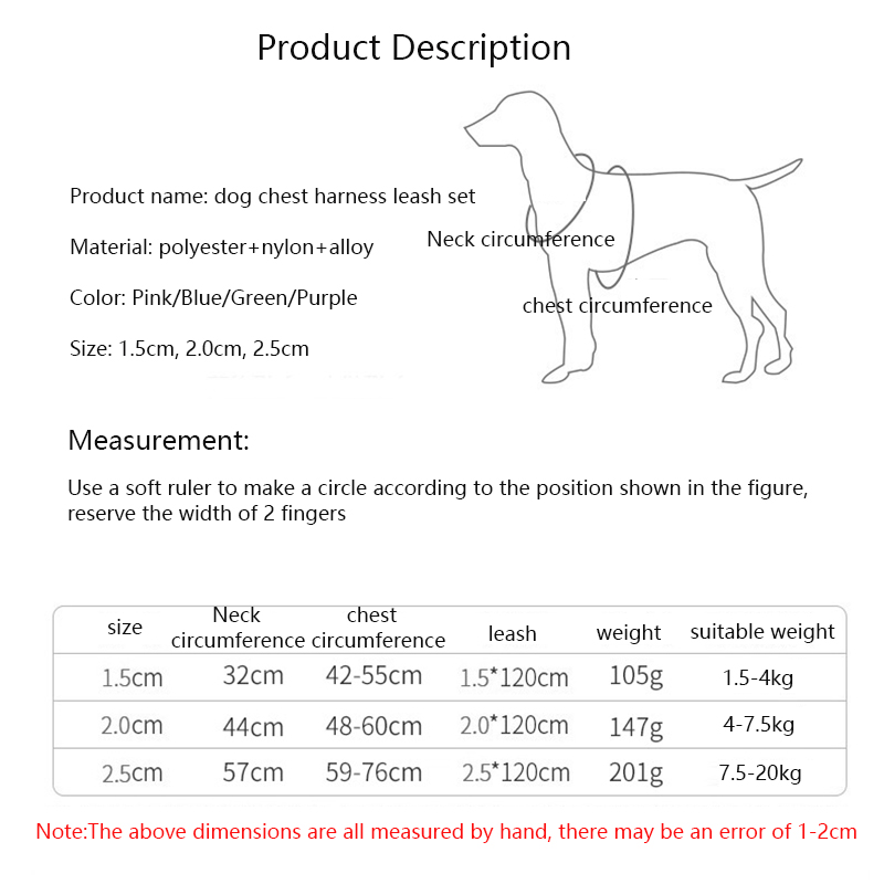 Dog Leash and Harness Set,Adjustable & Comfortable Saddle Harness with Strong Dog Walking Leash Metal Hook for Medium Large Dogs