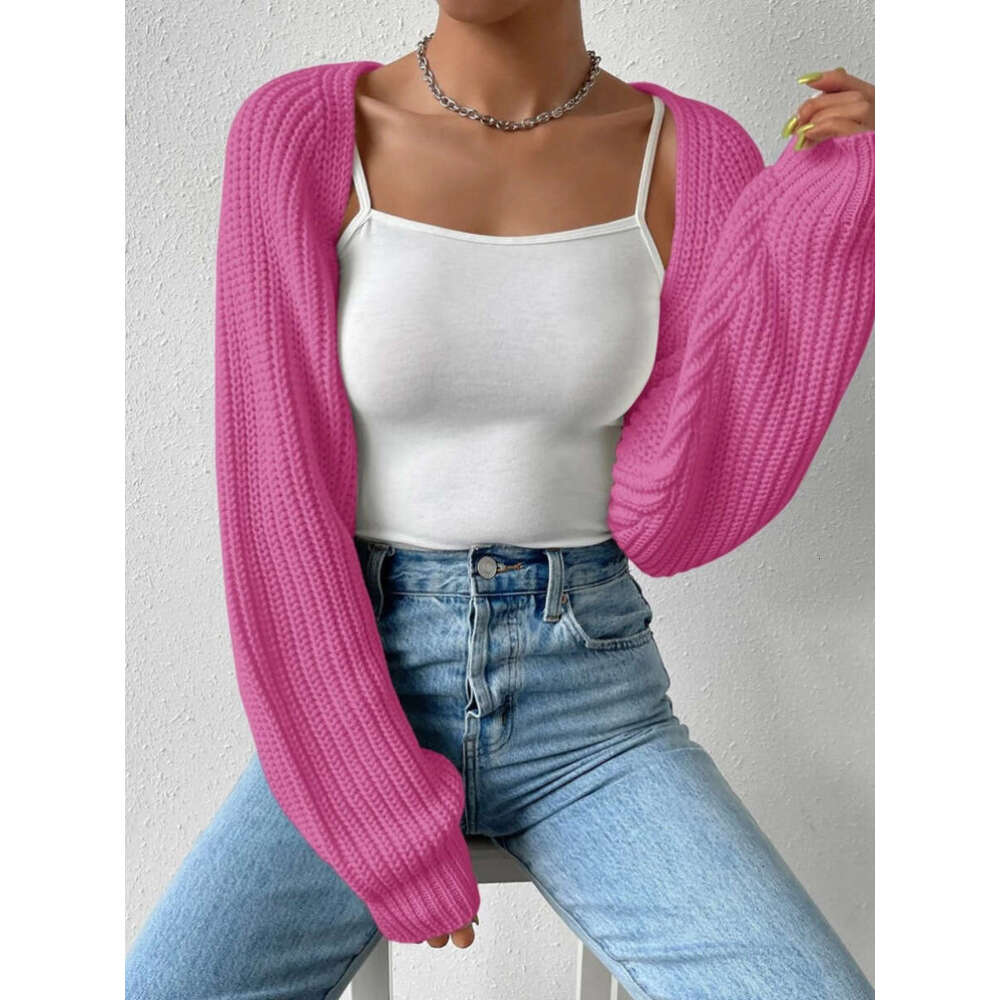 New minimalist and versatile long sleeved loose knit sweater for women wearing outside