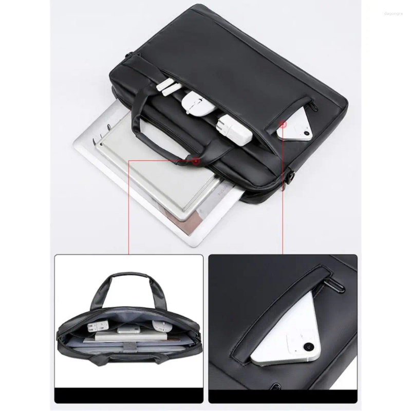 Briefcases Men Briefcase Bag Simple Business Shoulder Messenger Bags Waterproof Office Handbag 15 Inch Laptop