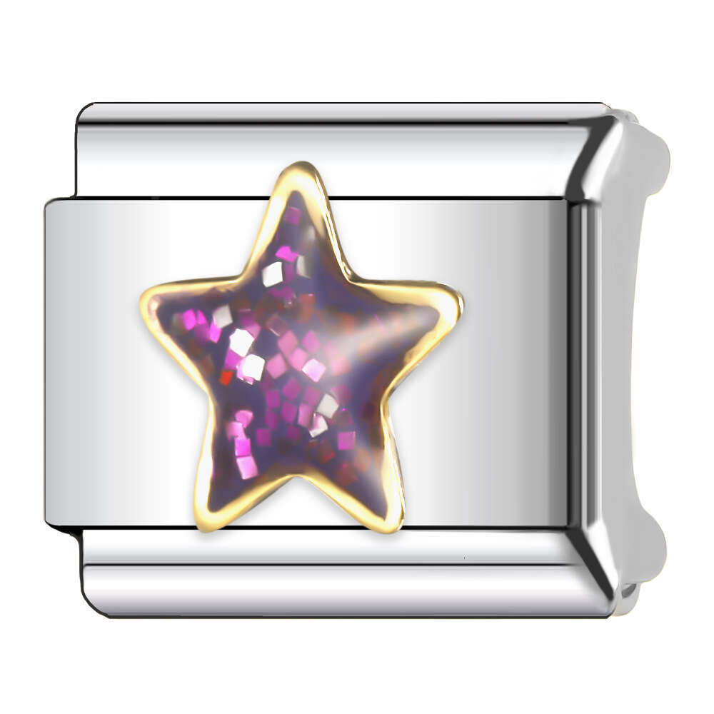 New Women's Gift Colorful stars Bead Italian Charms Links Bangle Beads Fit 9mm Stainless Steel Bracelet Making DIY For Women Fashion Jewelry