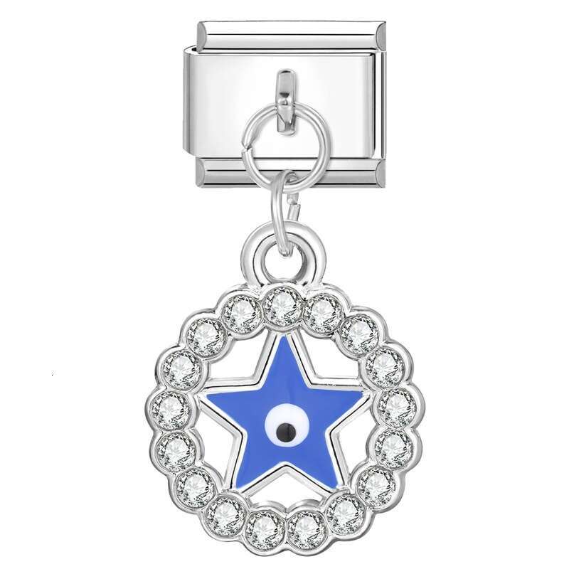 New Women's Gift Blue eyes Pendant Italian Charms Links Bangle Beads Fit 9mm Stainless Steel Bracelet Making DIY For Women Fashion Jewelry