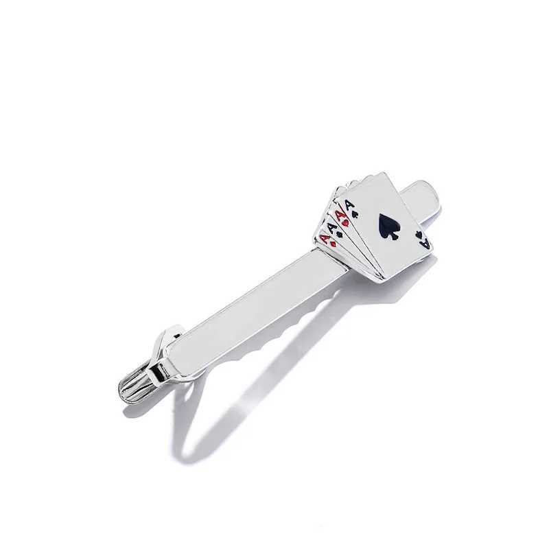 Fashion Trendy Mens Playing Card Four A Zinc Alloy Tie Clips for Groom Gentleman Business Casual Necktie Accessories GiftsX240914