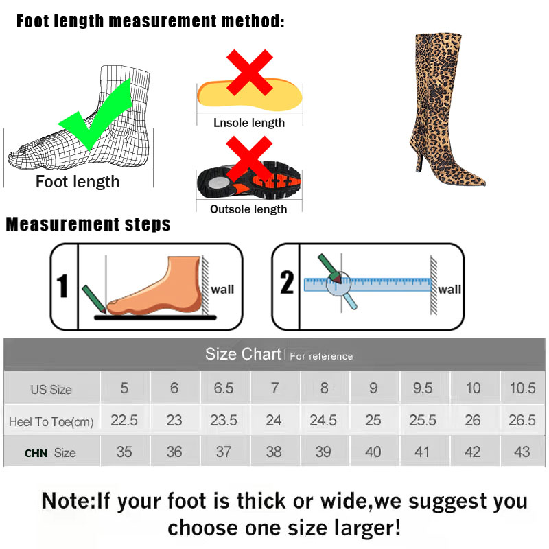 Big Size Footwear Pointed Toe Women Knee High Female Zippers Fashion Designer Leopard print Ladies Long Boots Heels Shoes