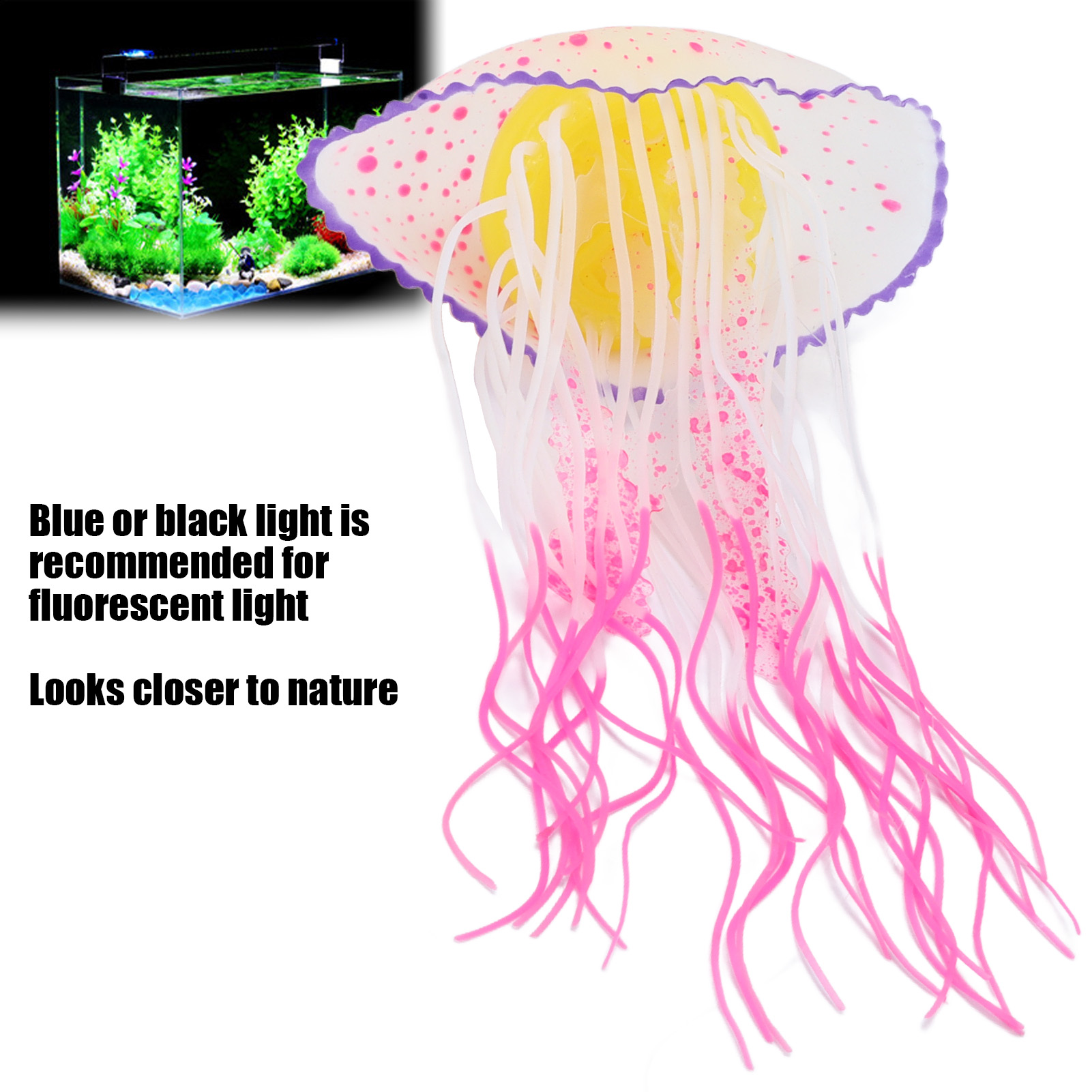 Floating Jellyfish for Aquarium and Fish Tank, Artificial Fluorescent Jellyfish Decorations