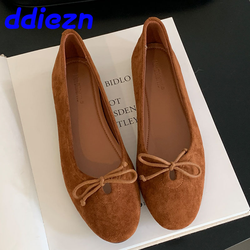 Footwear New Slides Ladies Flat With Fashion Butterfly-Knot Round Toe Female Designer Shallow Women Ballet Flats Shoes de45 s