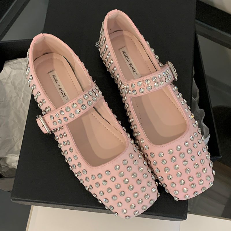 Fashion New Buckle Strap Mesh Women Mary Janes Crystal 2024 Female Shallow Footwear New Ladies Flats With Shoes 943e