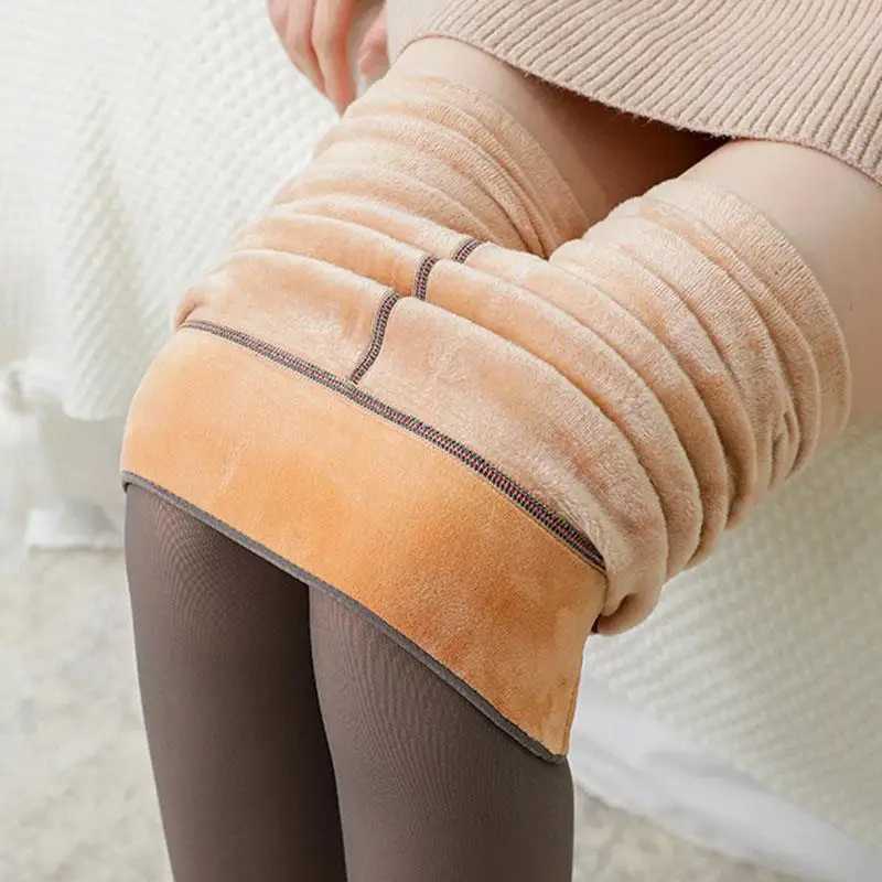 Alobee Woman Thermal Tights Sexy Translucent Fleece Leggings Pantyhose Slim Winter Warm Thick Velvet Stockings Female PantsX240914
