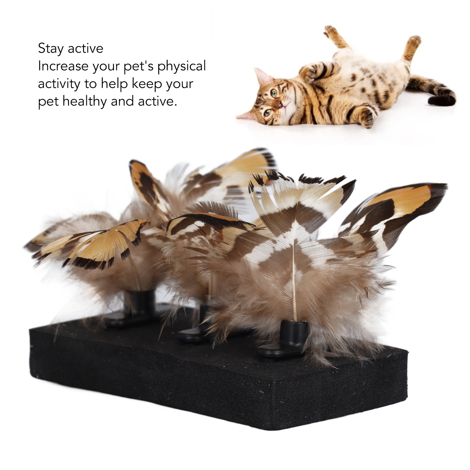 Interactive Feather Toy for Pet, Plastic Kitten Toy, Promote Circulation, Anxiety Reduction, Indoor and Outdoor, Roseate, 3PCs