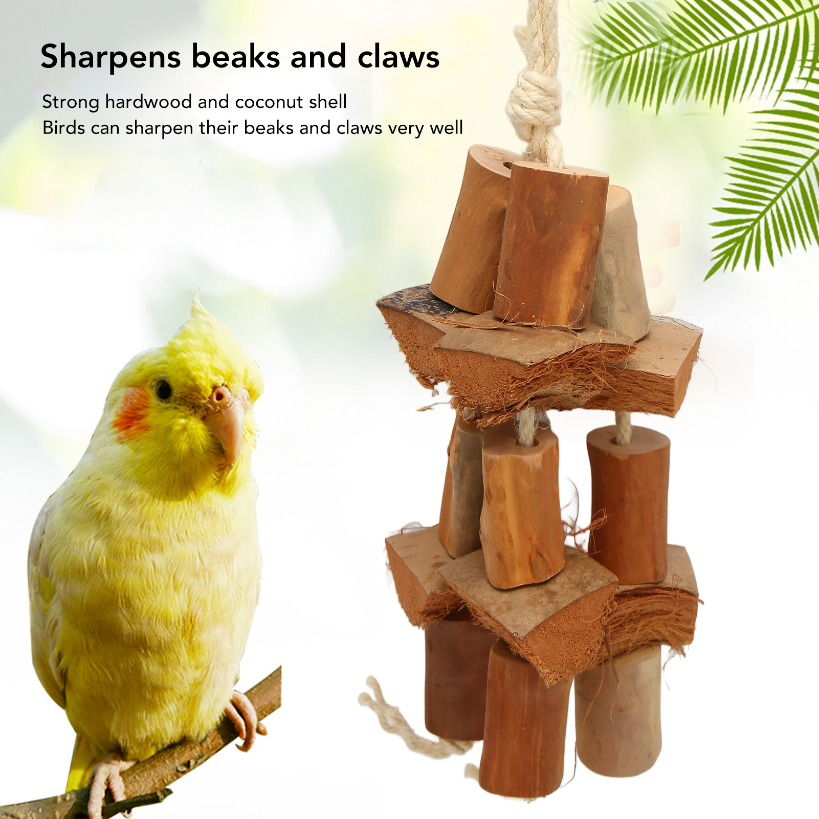 Bird Chewing Toys Logs Coconut Shell Beak And Claw Grinding Parrot Cage Toys For Conures Cockatiels Budgie Lovely Birds