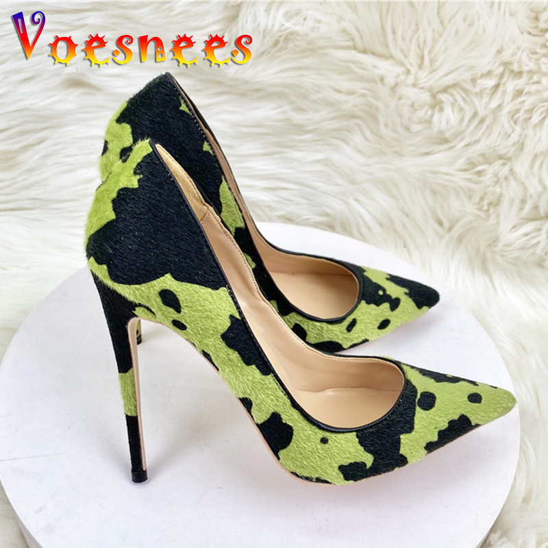 Sexy Women Camo Single Shoes 12Cm Autumn New Pointy Toe High Heels Fashion Party Dress Stiletto Pumps New Plus Size Career Work Shoe