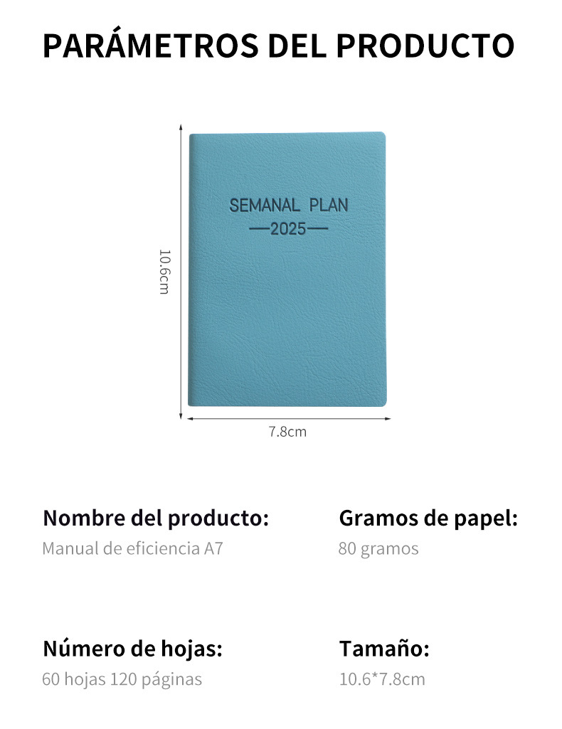 Morandi color scheme 2025 A7 Spanish schedule book portable mini plan book daily plan pocket book