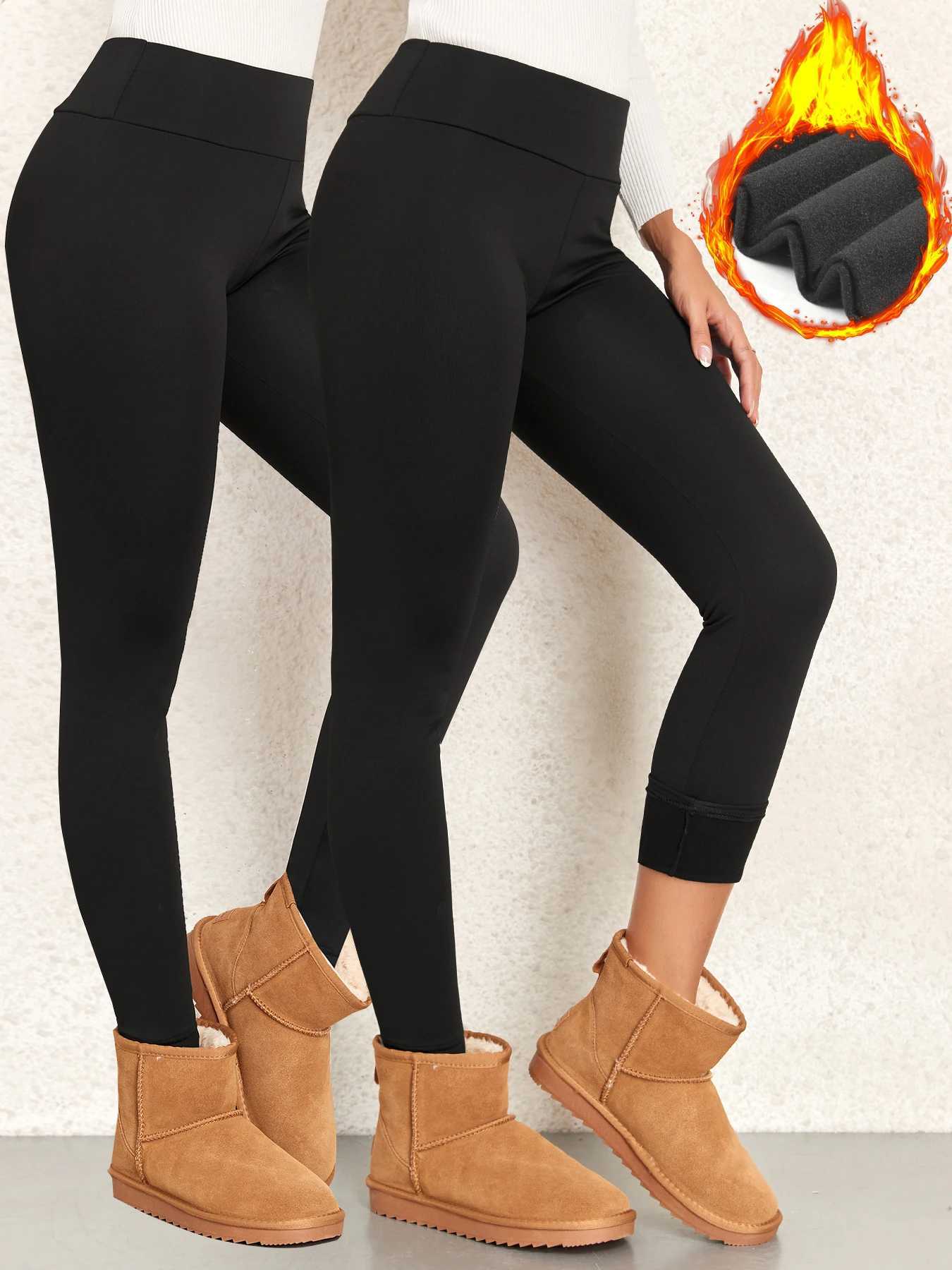 2PCS Warm Winter Leggins Womens Gym Black Velvet Leggings High Waist Classic Casual Autumn Pants Fashion CompressionX240914