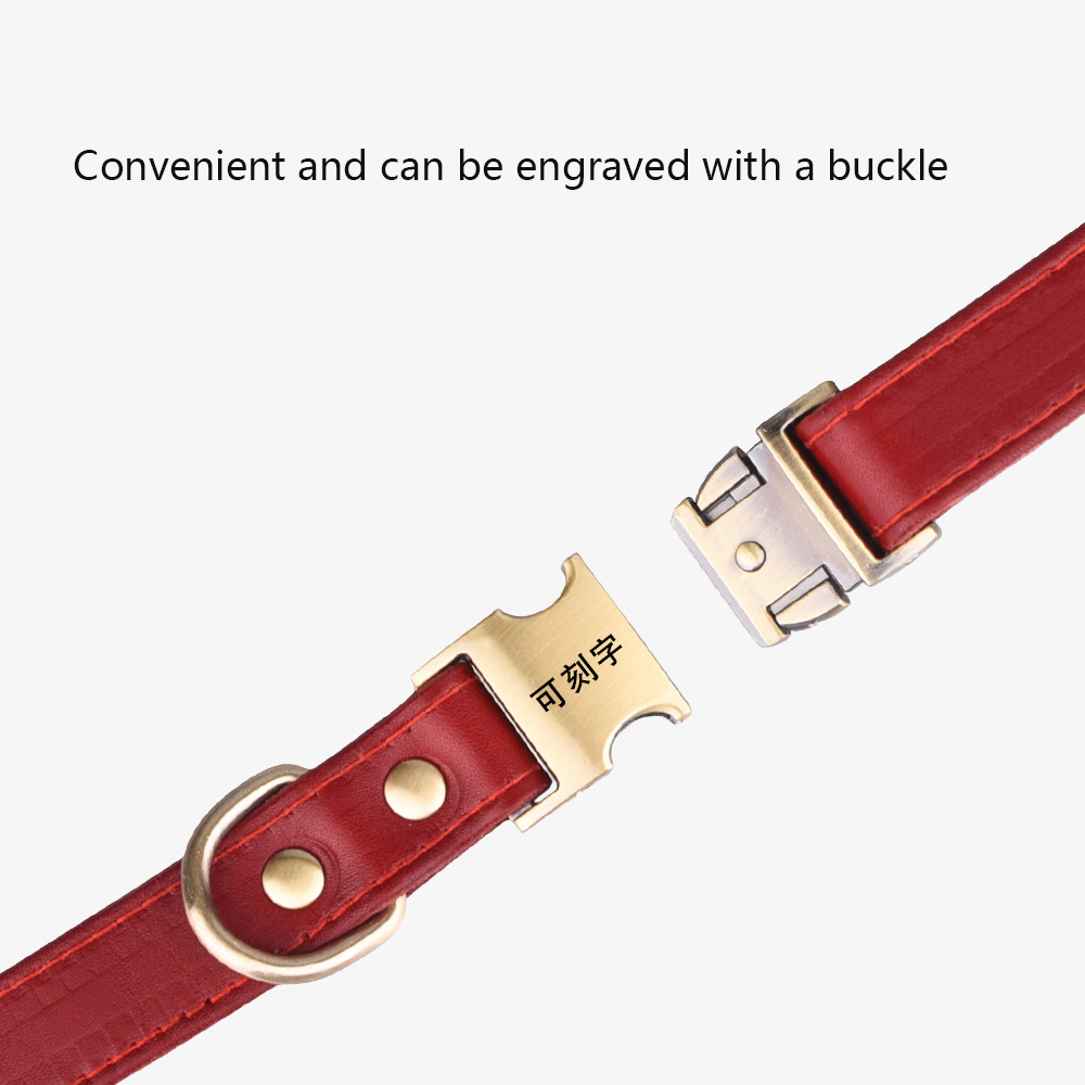 Leather Pet Collar,Adjustable Medium Large Dog Collar with High-end Hardware Accessories for Dog Walking & Training Pet Supplies