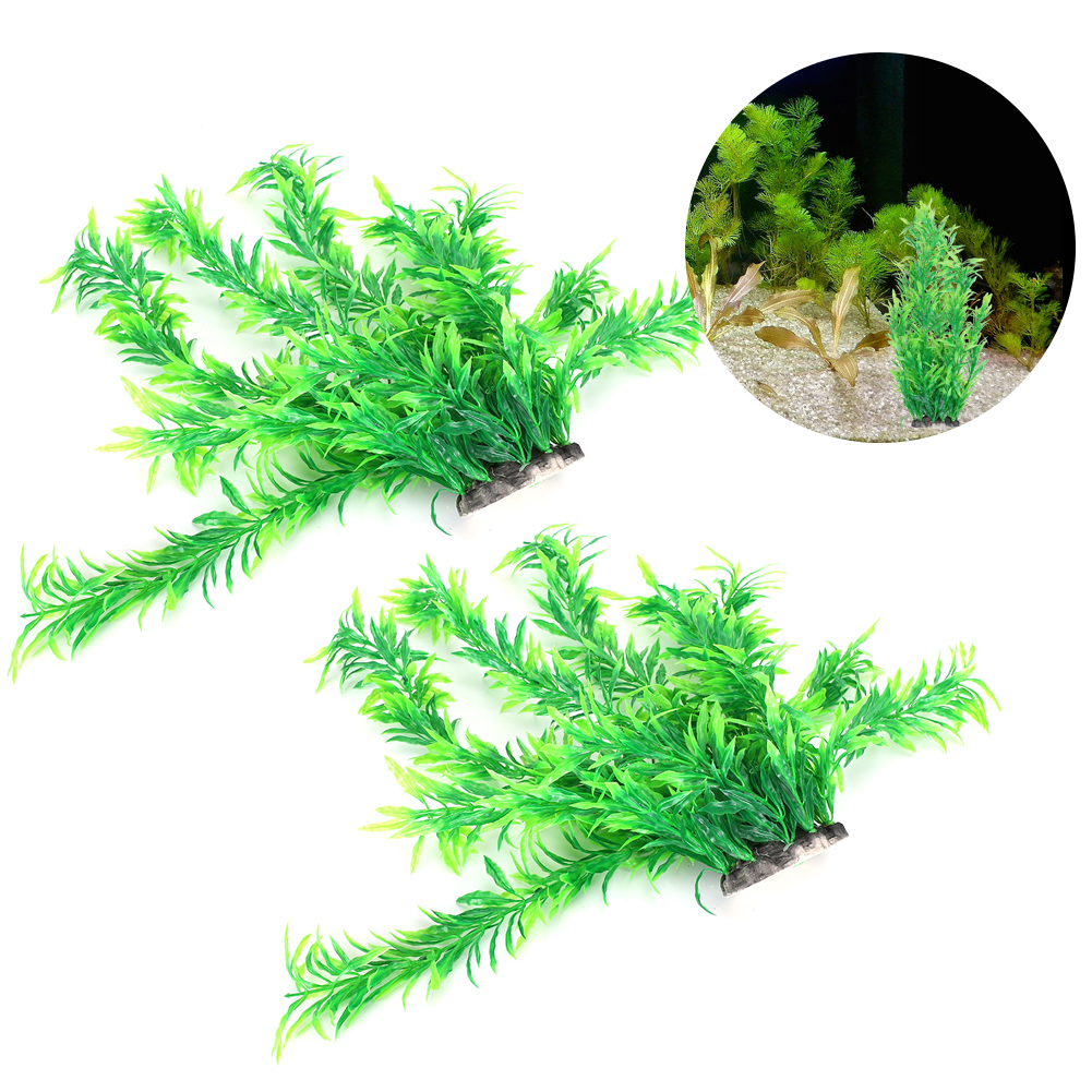 Aquarium Decoration Artificial Water Plants, Fish Tank Landscape, Green Ball Grass, 2Pcs