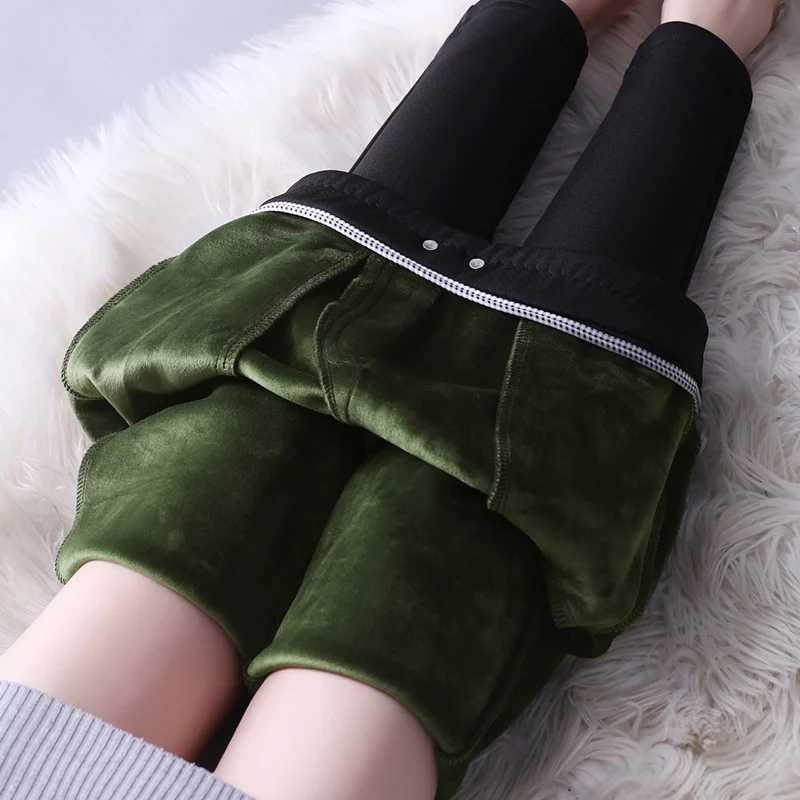 Women Outwear Bottoming Pants Pocket Autumn Winter Plus Size 5XL Pencil Pant With Velvet Female Warm Thick Wool Long TrouserX240914
