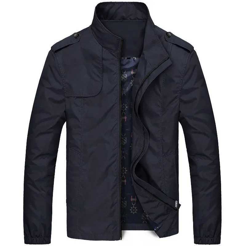 Mens casual jacket spring/summer standing collar tool jacket solid color flight suit top khaki black army green W240914