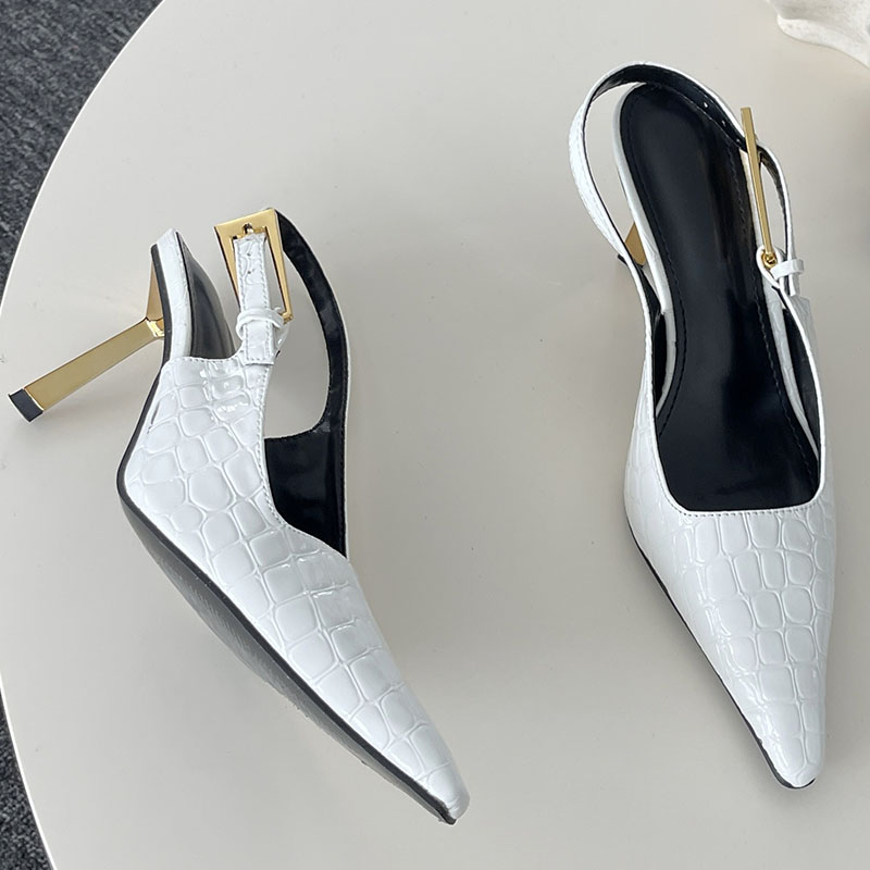 Metal Fashion Footwear Super High Women New Pumps Pointed Toe Female Buckle Strap Ladies Heels Sandals Shoes Big Size 5ada