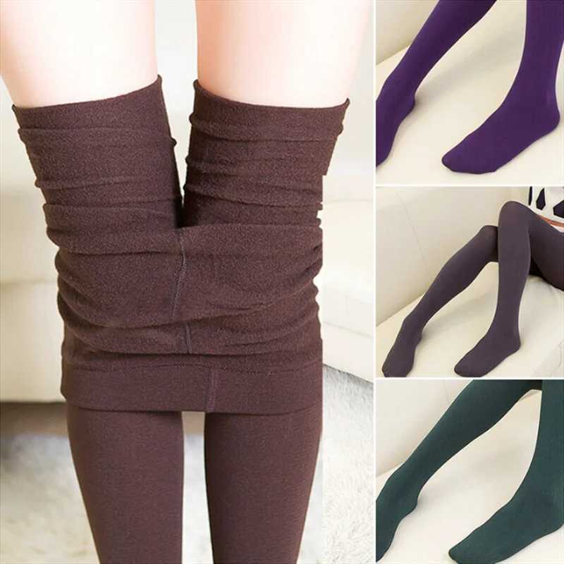 Women Winter Thick Warm Leggings Fleece Lined Thermal Full Foot Tight Pant Polar Pantyhose Velvet Wool High Elasticity LeggingsX240914