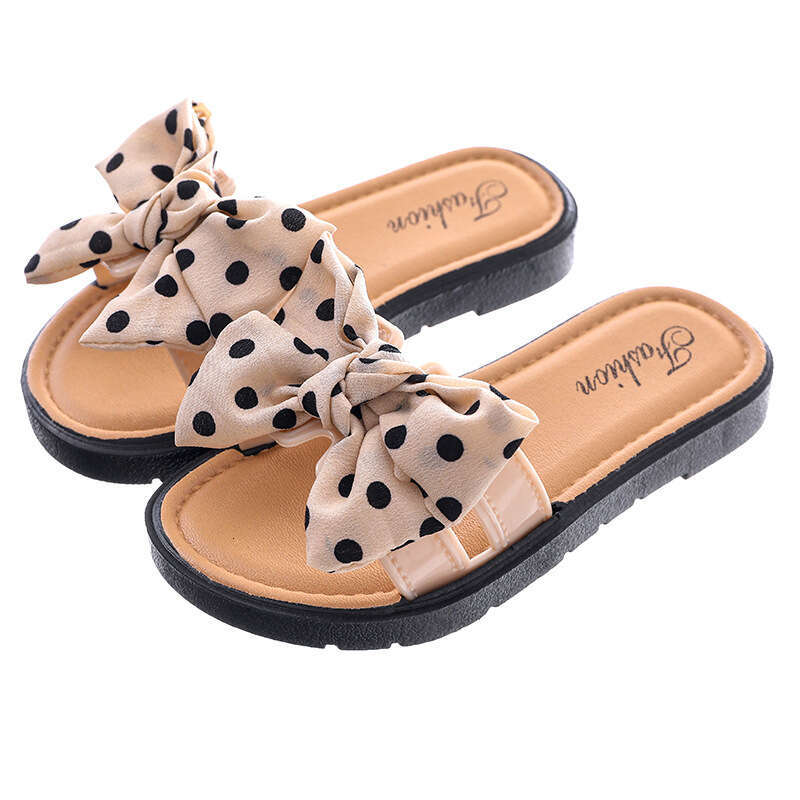 2024 New Bow Flats Open Toe Slide Sandals Non-slip Flip ps Children Home Kids Girls Summer Cute Beach Slippers Shoe
