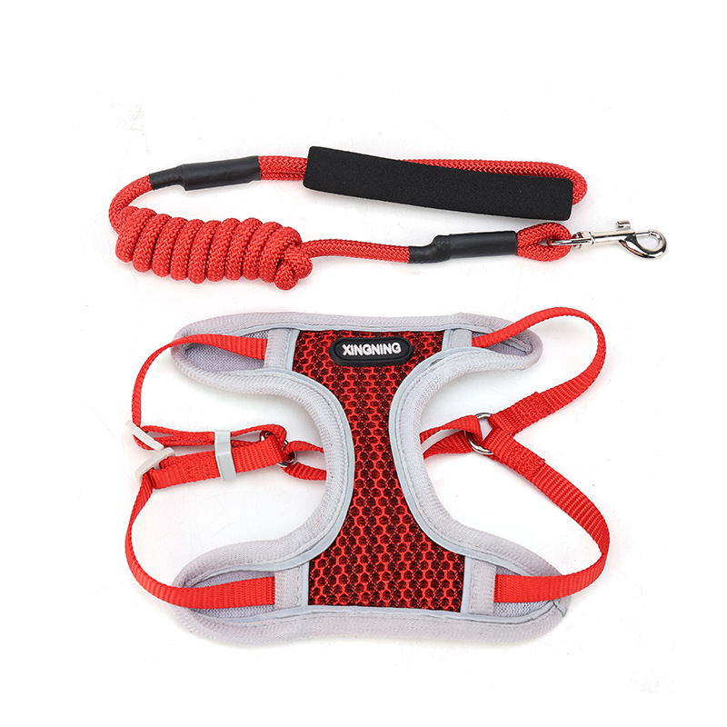 Pet Harness and Leash Set Adjustable Mesh Vest-style Cat Harness & Comfortable Foam Handle Leash for Cat Puppy Running Training