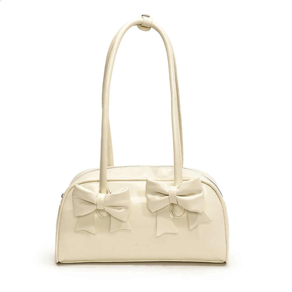 Women Crossbody Bag Bowknot Pu Leather Handbag Trendy Hobo Solid Color Shopping 240723