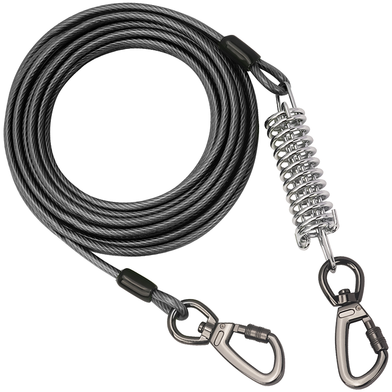 Heavy Duty Metal Dog Chain Alloy Large Dog Tie Out Cable with Shock Absorbing Spring Steel Wire six color Rope for Camping
