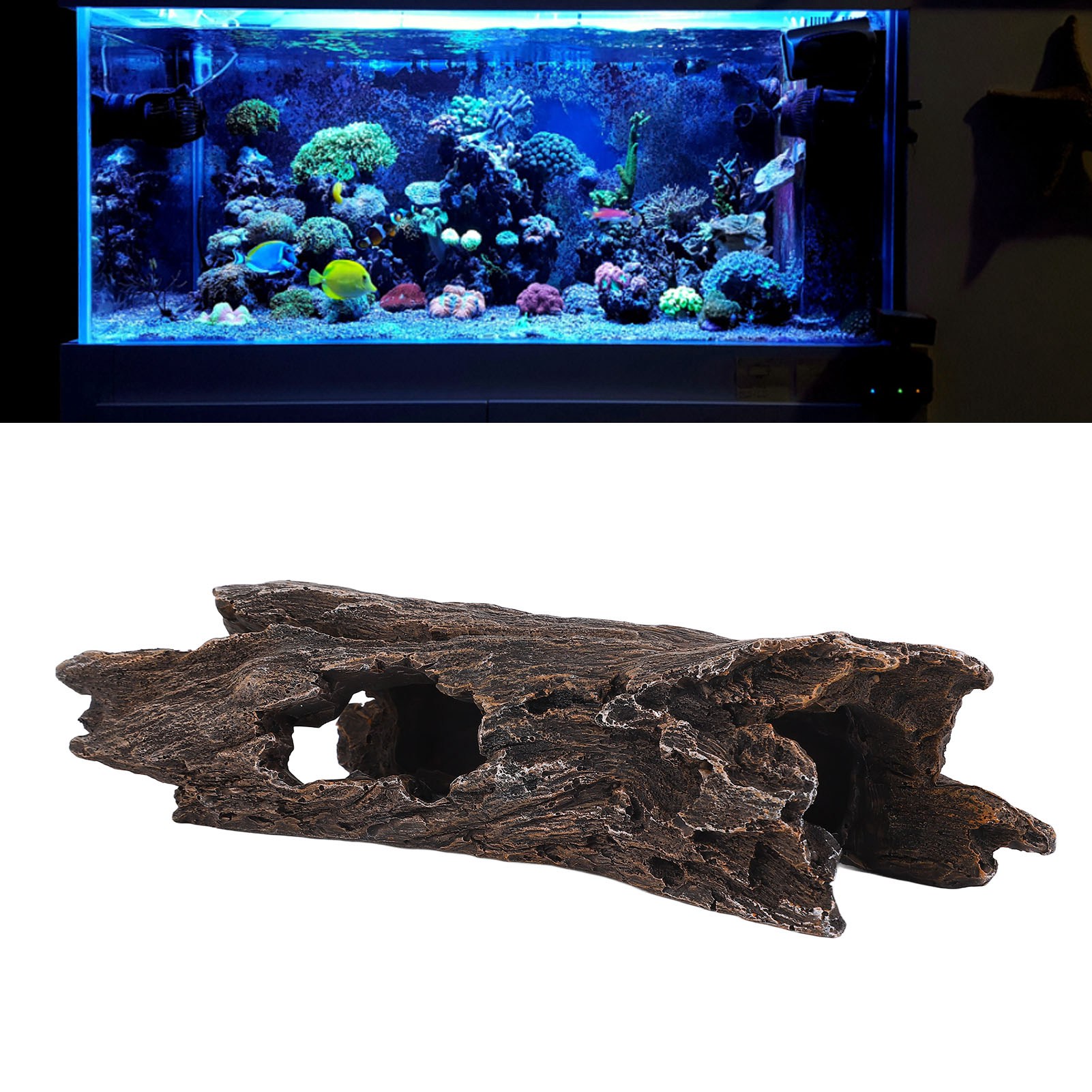 Fish Tank Bark Ornament Ingenious Resin Durable Aquarium Bark Ornament For Reptile