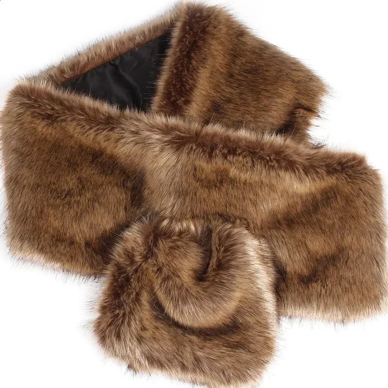 Faux Fox Fur Women Wraps Long Plush Tippet for Woman Large Scarf Cloak Party Dress Fluffy Fur Shawl Poncho Bride 240910