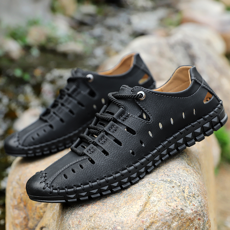 Big Size38-48 Summer Cool Fine Hand-stitched Thread Men Sandals Casual Designer Beach Shoes High Quality Boy Shoes Free Shipping