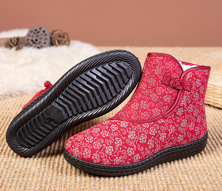 Winter Boots Women Cotton Shoe Solid Flat Plush Warm Snow Woman Boots Women's Sneakers Button Ankle Boot Casual Shoes for Female