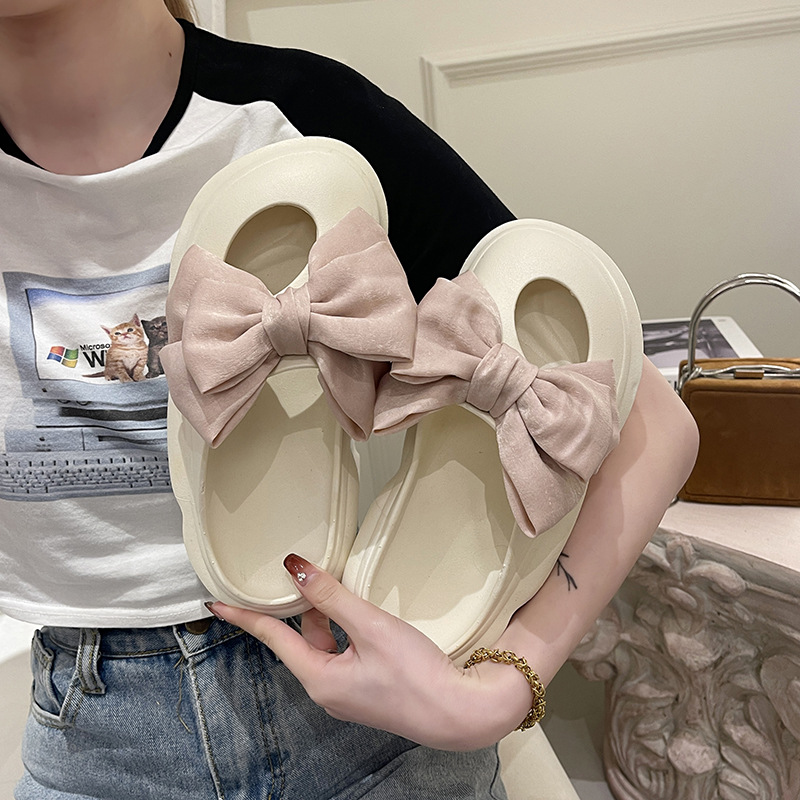 20222 New Summer Women Soft Sole Slides Shoes Fashion Outdoor Walking Bow-knot Sandals Female Home Light Breathable Sandalias