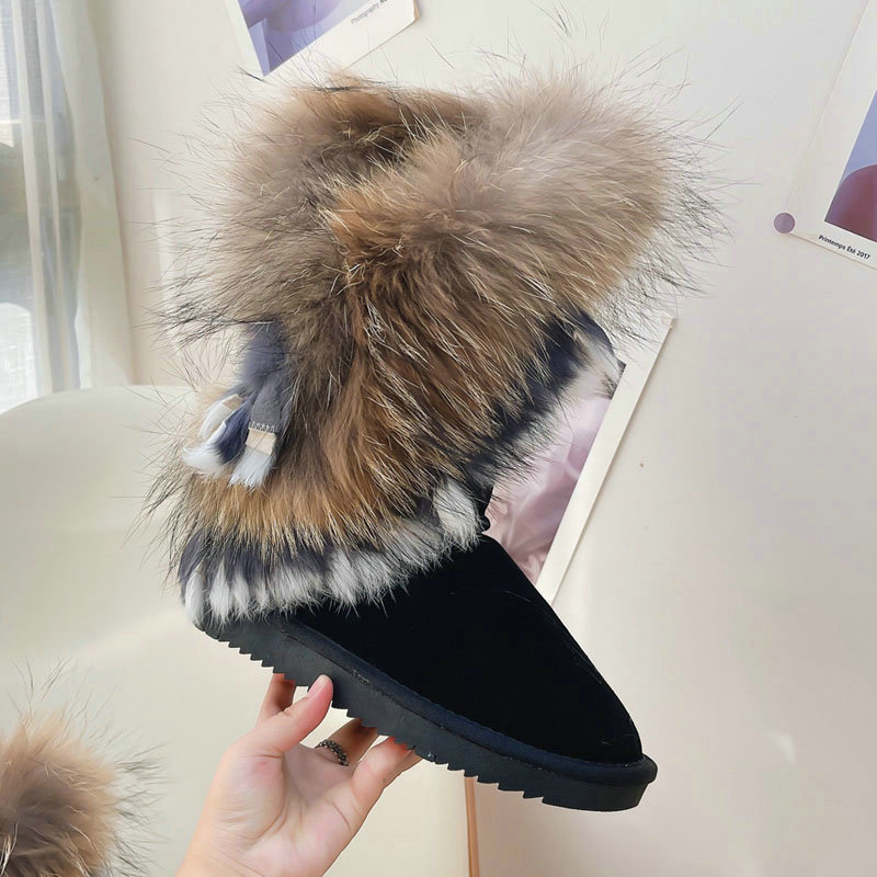 Men Winter Fur Snow Super Booties Sheepskin Wool Plush Platform Shoes Boots for Women Botines De Mujer 3510
