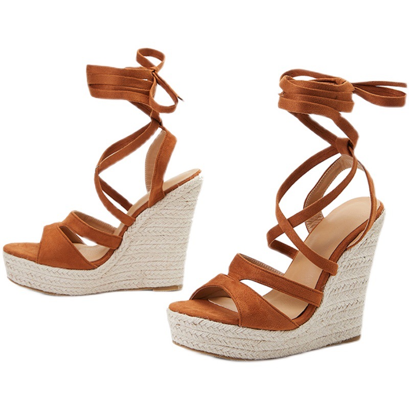 Womens Fashion Shoes 2024 Clogs Wedge Sandals Straps Large Size Suit Female Beige Summer Heels Comfort Platform New Thic 31a6