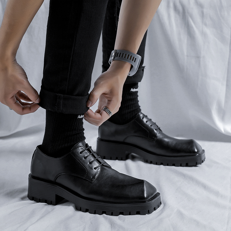 Dress Business Shoe Men Cone Toe Niche Design Fashion Casual Increase Leather Shoes Male Japan Korean Streetwear Commute fef3 s