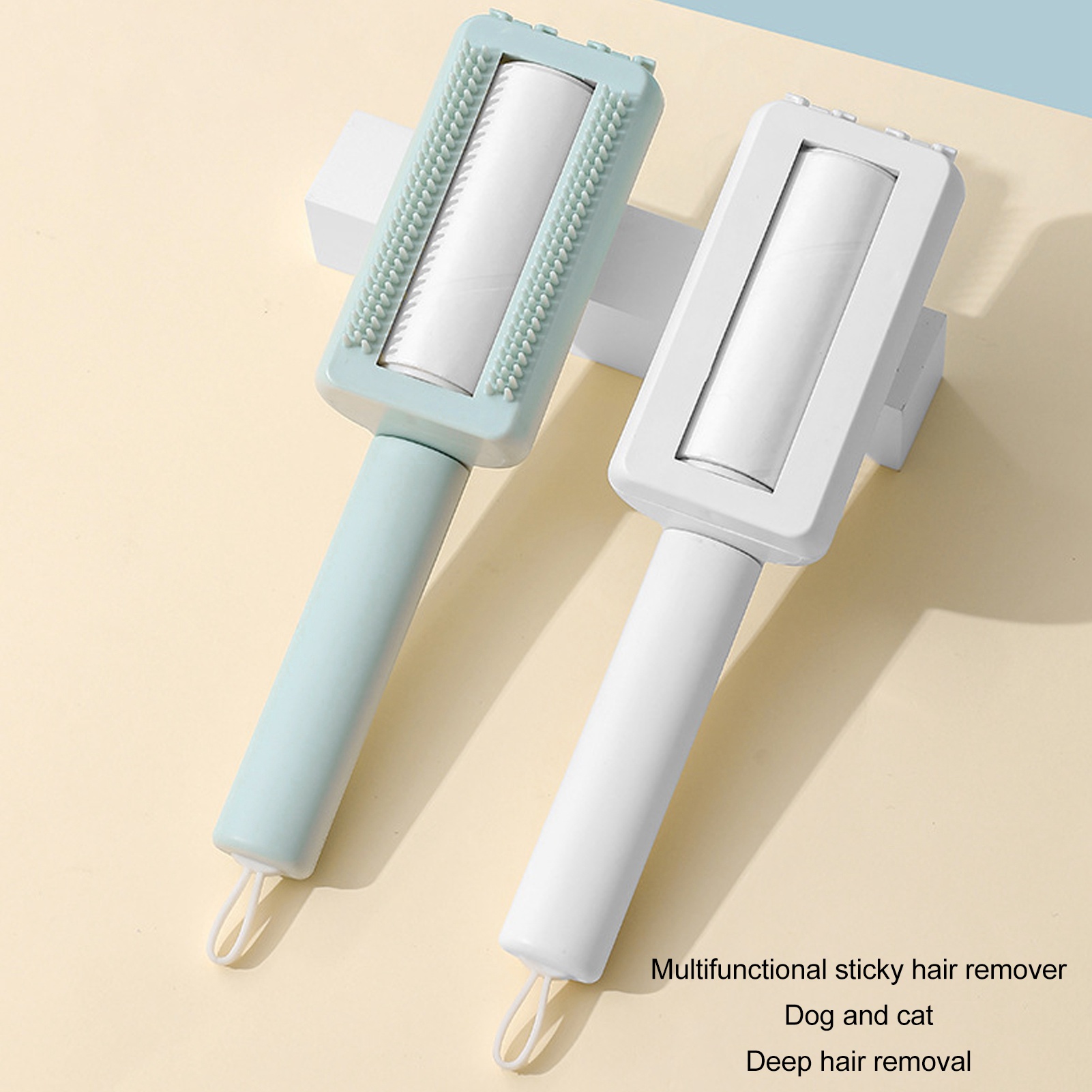 Pet Hair Remover Roller for Shedding and Grooming, Sticky Brush, Multipurpose Efficient, 3 Rows Teeth, Light Blue