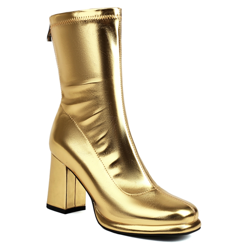 Winter Elegant Ankle Boots for Women 2024 Gold Sier Black White Short Boot Fashion Zipper Dance Party Shoes Lady Large Size 45 0a5e