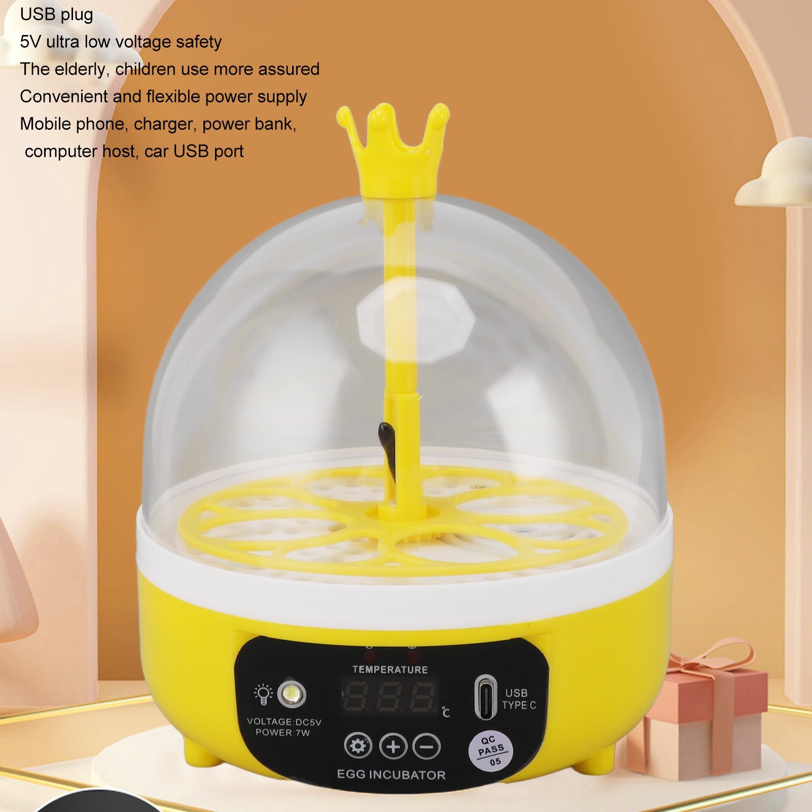 Egg Incubator Automatic Temperature Humidity Control Noiseless Poultry Hatching Machine with Insulation Foam for School
