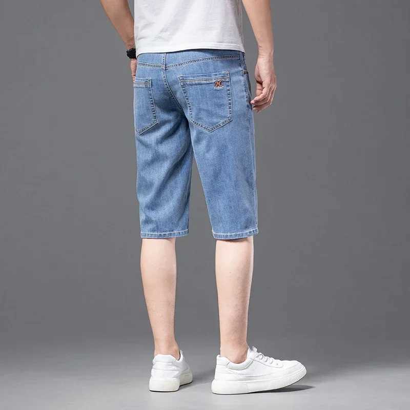 Summer Mens Short Jeans Thin Smoke Gray Classic Style Fashionable Casual Stretch Fabrics Slim Fit Denim Shorts MaleX240914