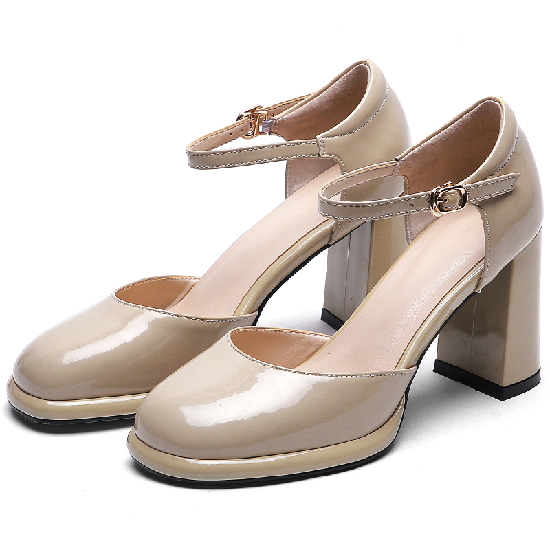 Leather New Genuine High Heels Women Pumps Ankle Straps D'Orsay Black Nude Heeled Party OL Office Wedding Shoes Female ZOGEER 7a73