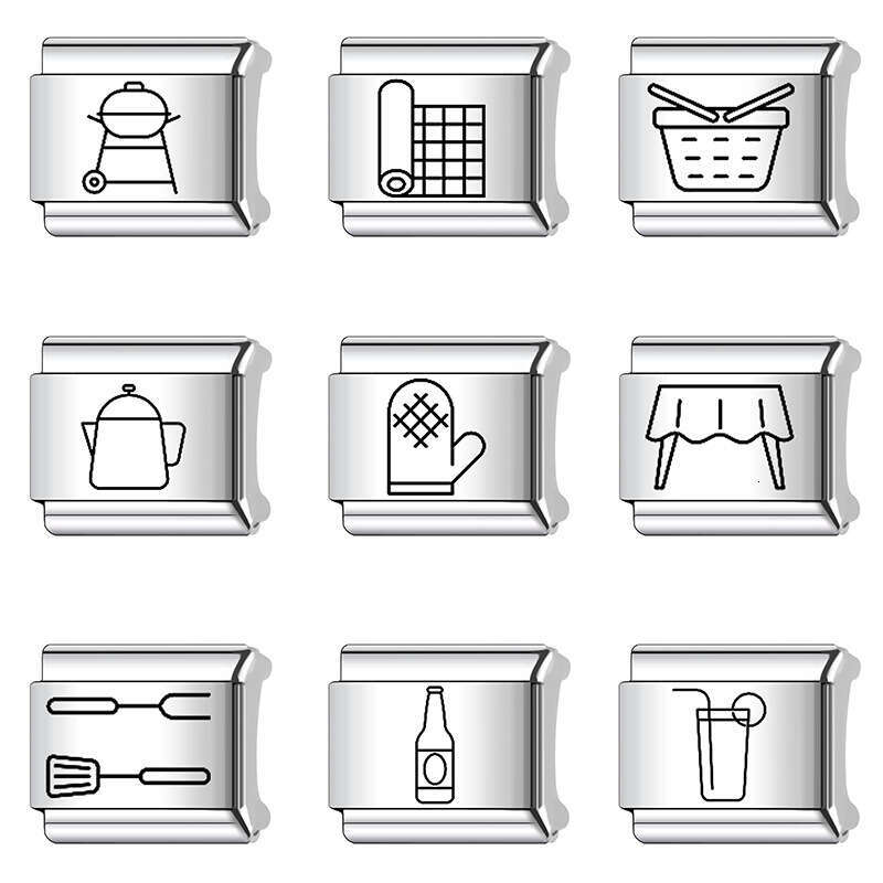 New Women's Gift Stationery book pen Bead Italian Charms Links Bangle Beads Fit 9mm Stainless Steel Bracelet Making DIY For Women Fashion Jewelry