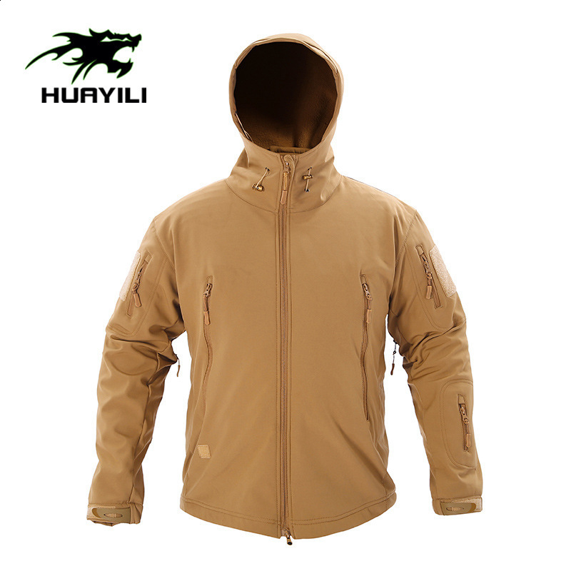 Mens Waterproof Softshell Tactical Jacket Winter Windproof Fleece Hoodie Outdoor Hiking Skiing Windbreaker Coat 240620